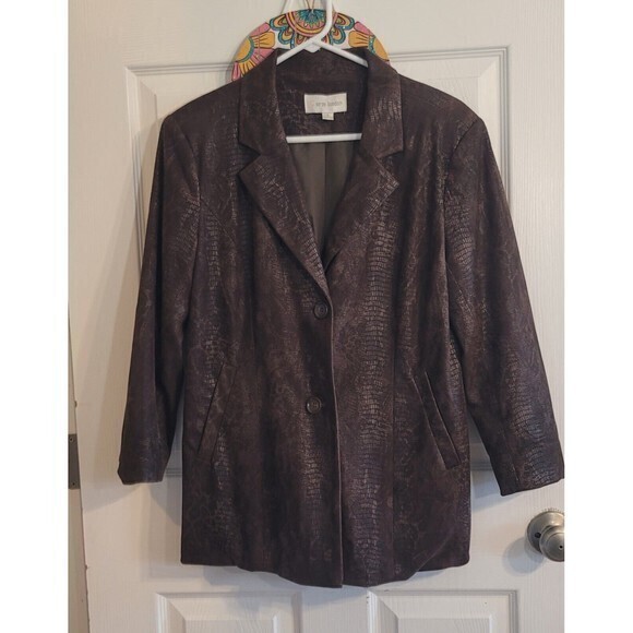 Erin London Faux Snake Skin Button Front Jacket Size Small - Picture 2 of 10